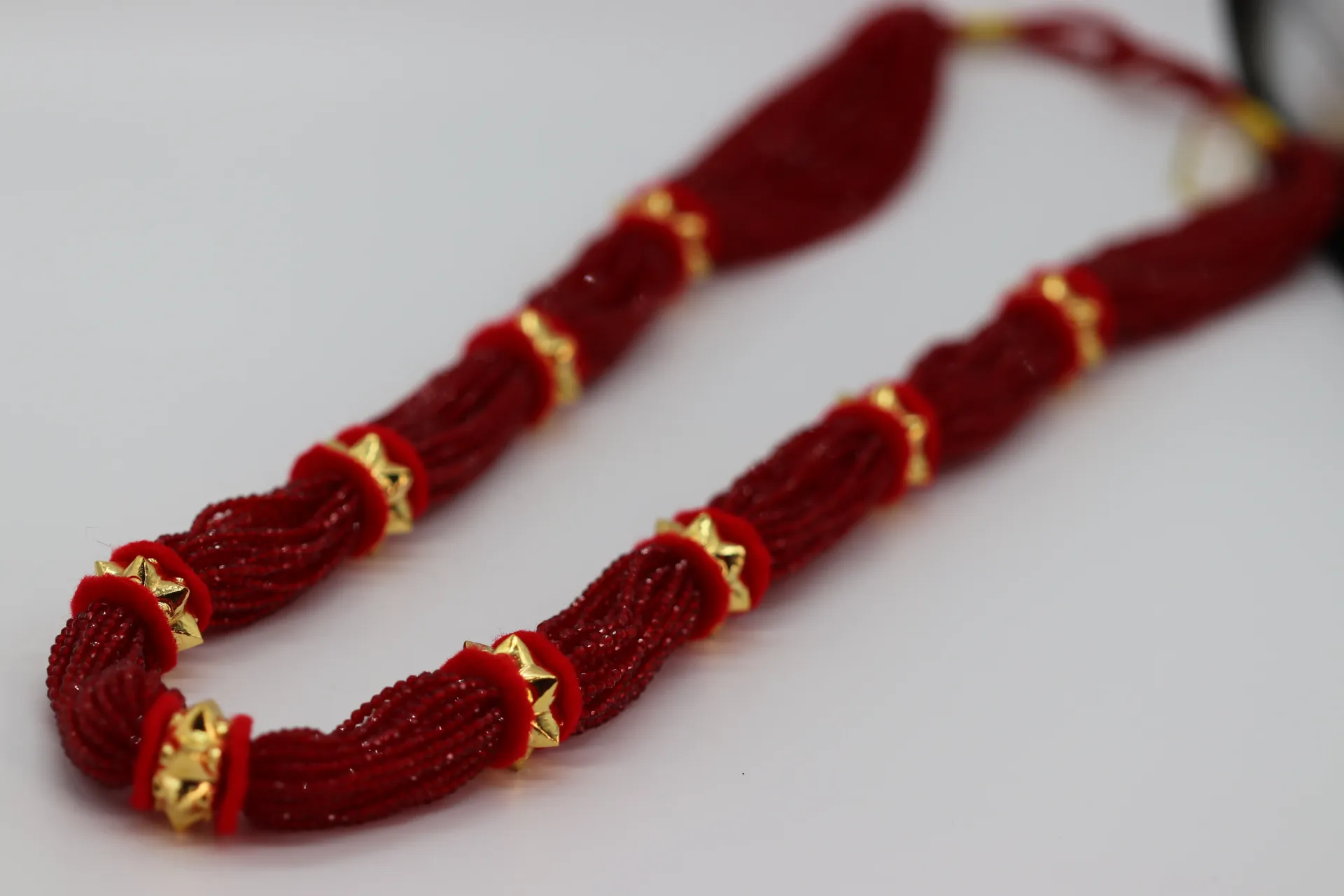 24k Long Naugedi Necklace with Hydrocrystal Potey