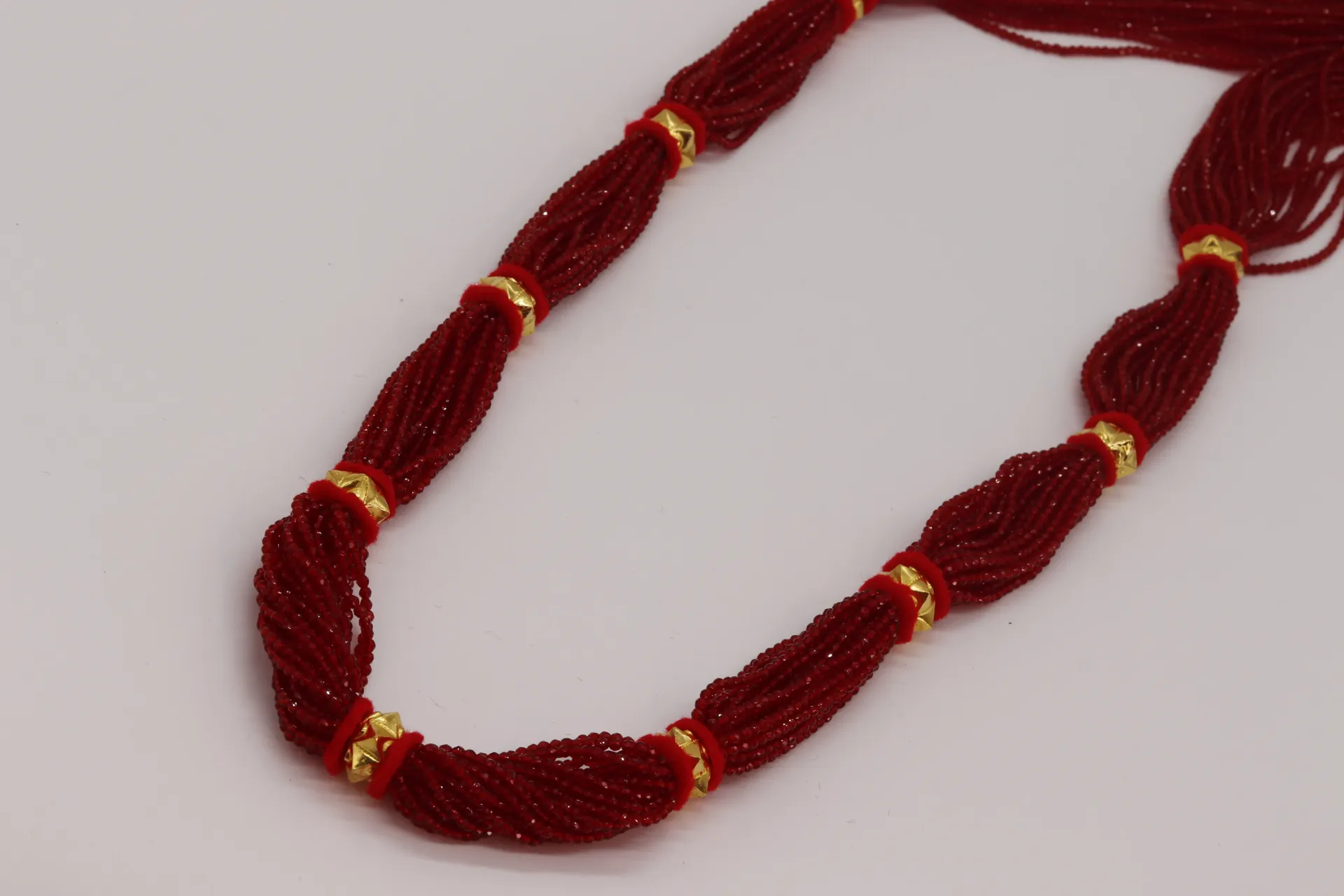 [11266] 24k Long Naugedi Necklace with Hydrocrystal Potey