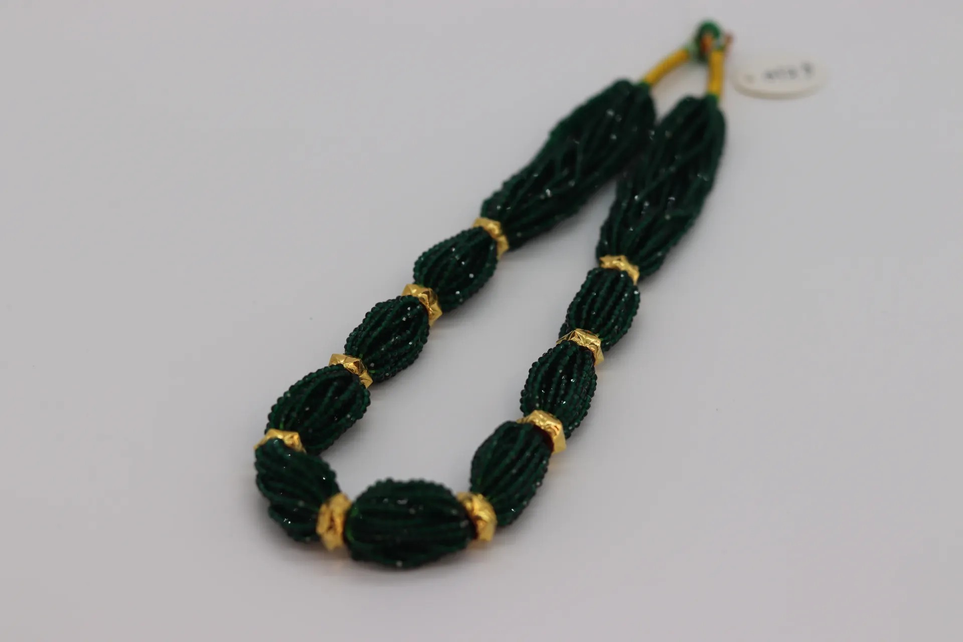 24k Mini Naugedi Necklace with Hydrocrystal Potey(green colour)