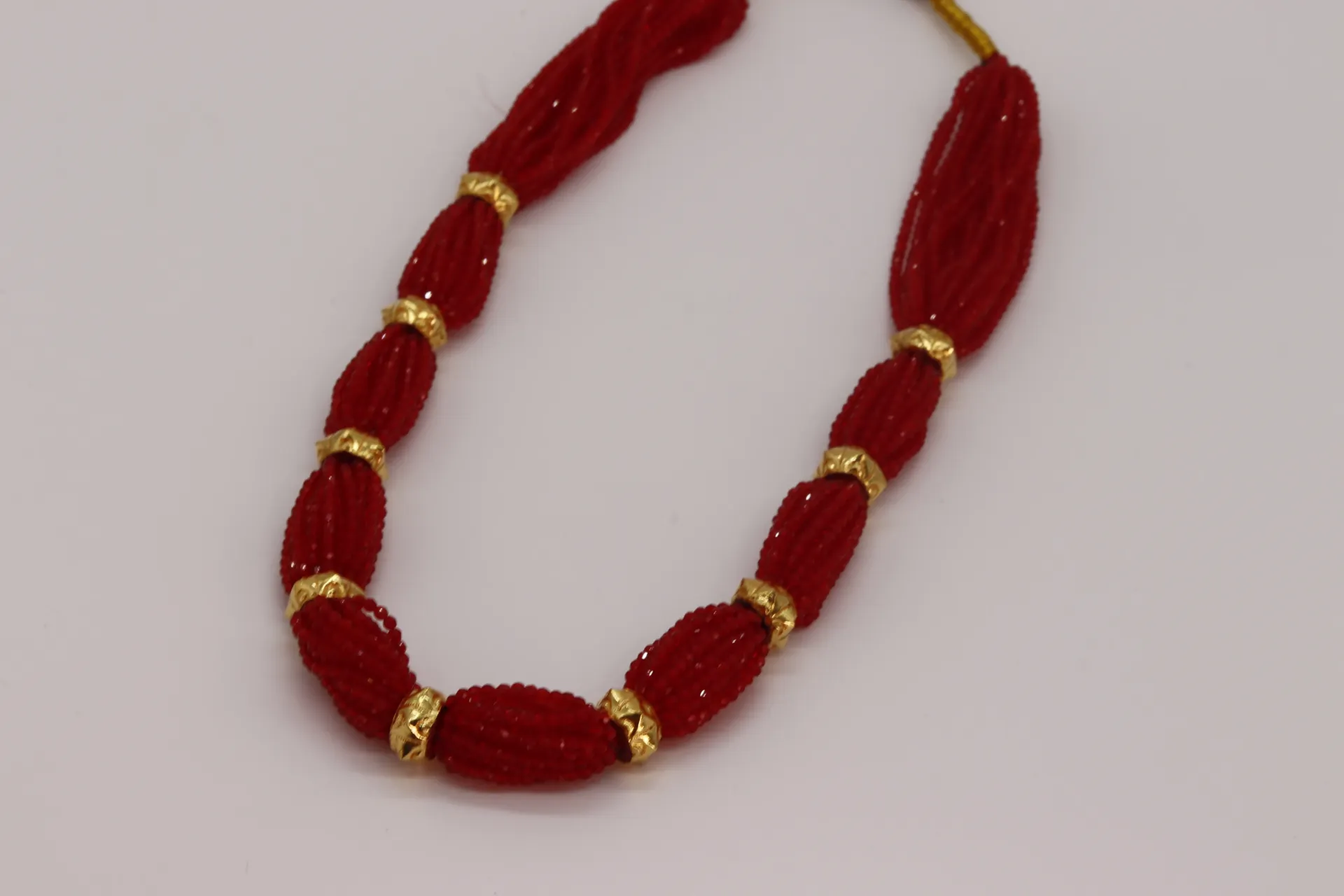 24k Mini Naugedi Necklace with Hydrocrystal Potey(red colour)