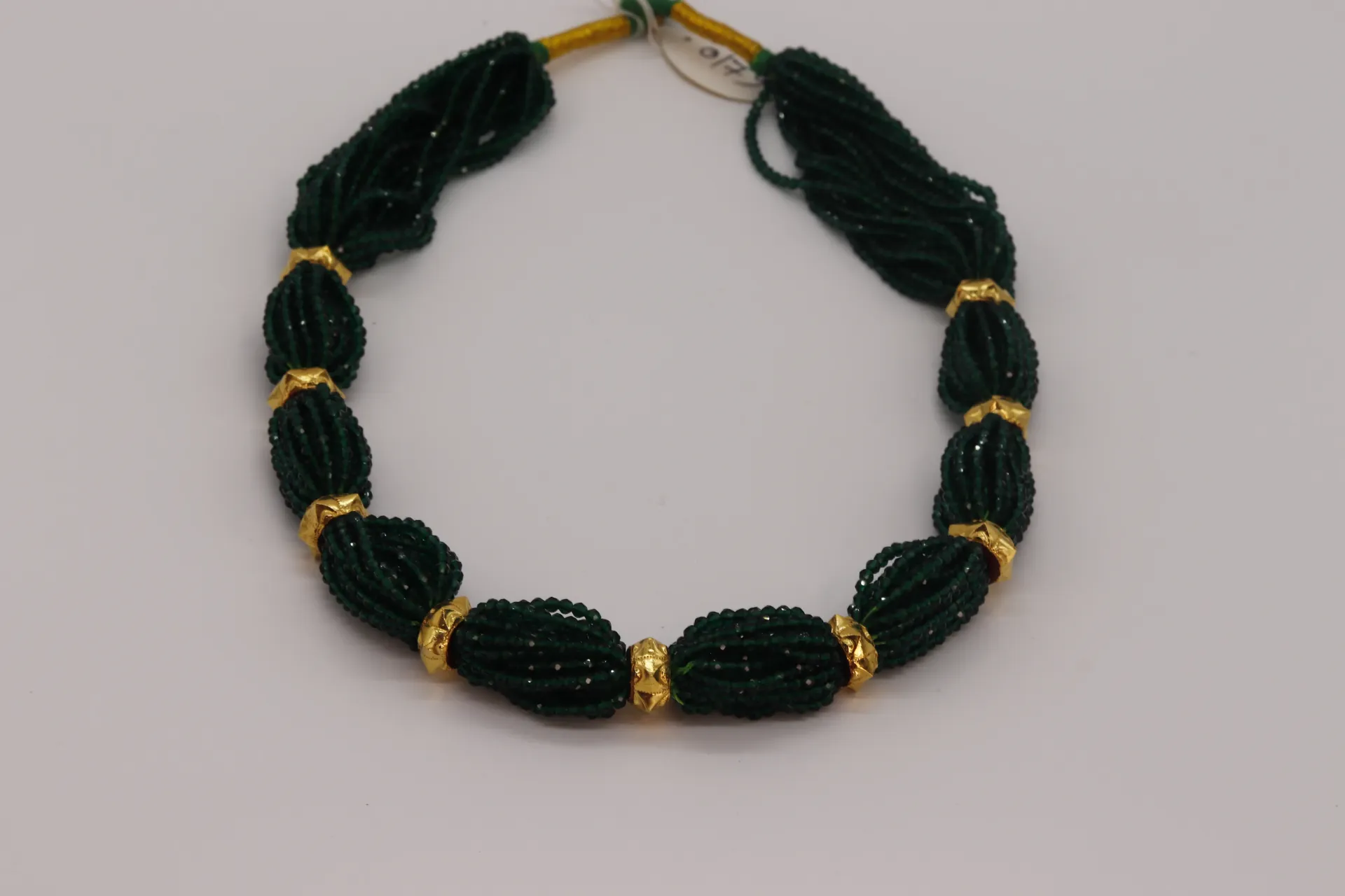 24k Mini Naugedi Necklace with Hydrocrystal Potey(green colour)