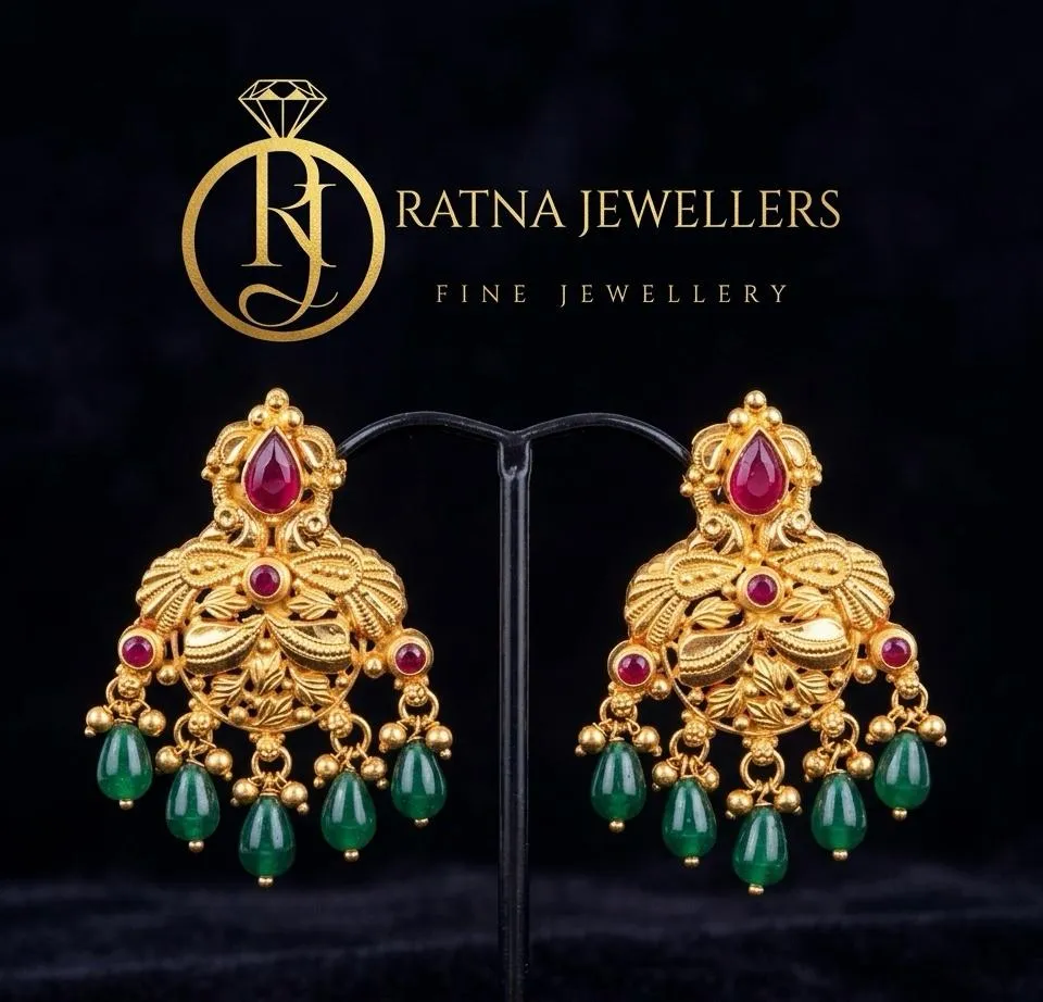 [10136] Jhumka With Emerald