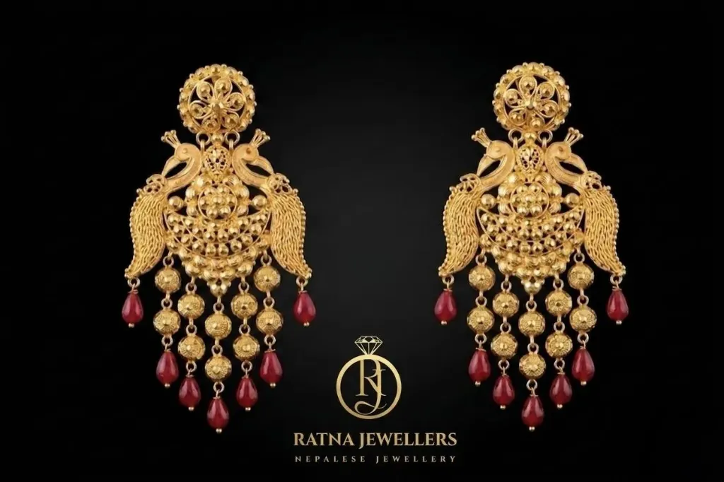 [10137] 22K Gold Peacock Jhumka ladies