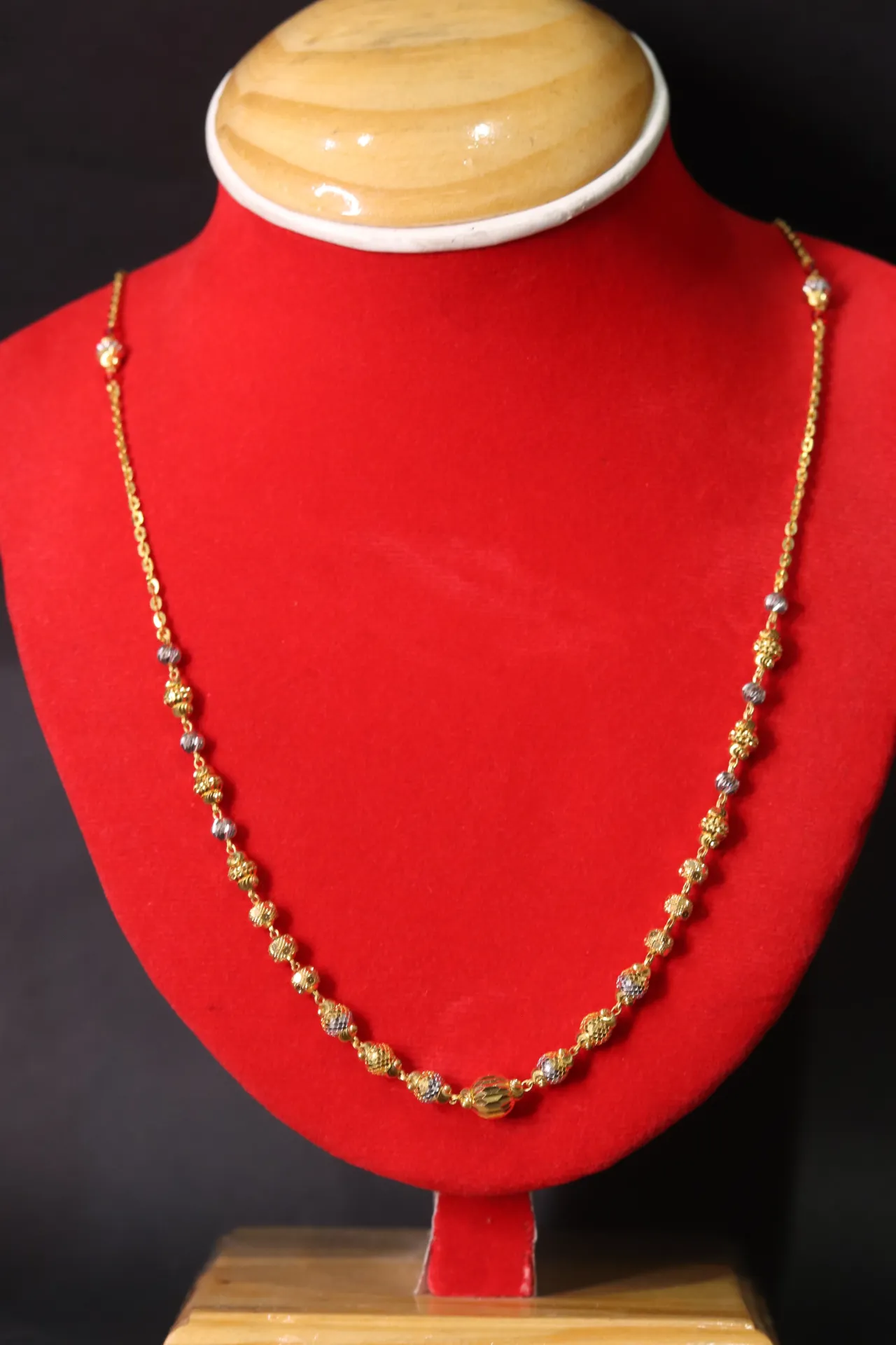 22k Balls Chain with Rhodium Plating