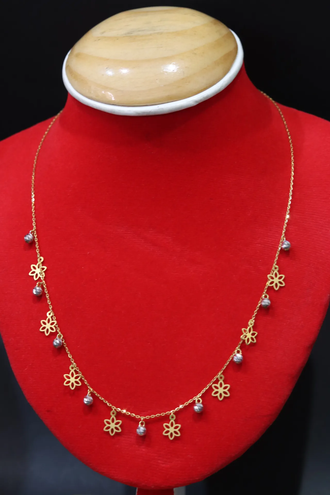 [10588] 22k Balls Chain with Rhodium Plating